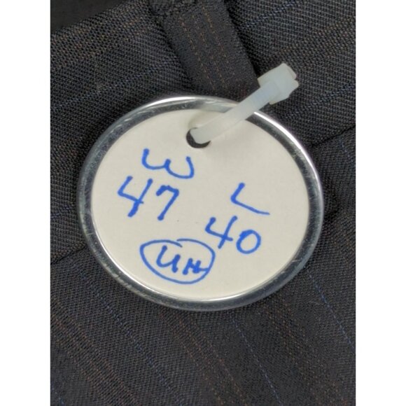 Hart Schaffner Marx Men’s 47x40 Black Pleated Pinstripe Dress Pants Unhemmed - Picture 9 of 10